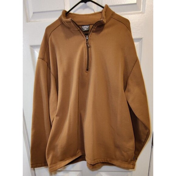Vtg Men's WOOLRICH Mock Neck Sweatshirt 1/4 Zip Pullover Brown Sz XXL 2XL Canada - Picture 1 of 7